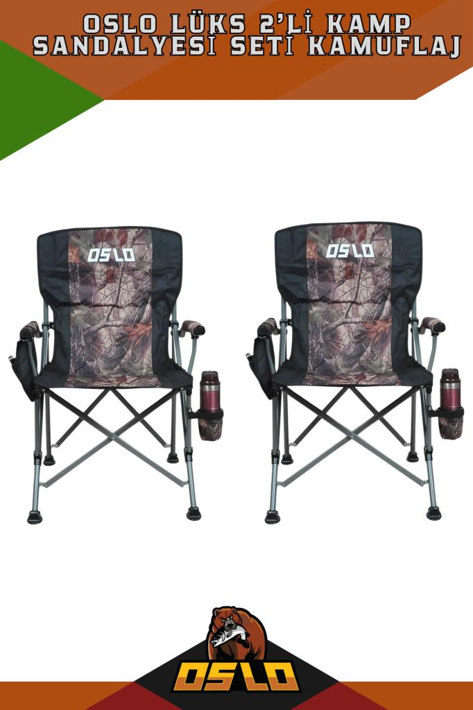 Oslo Lüks 2'li Kamp Sandalye Seti Kamuflaj