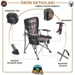 Oslo Lüks 3'lü Kamp Sandalye Seti Kamuflaj