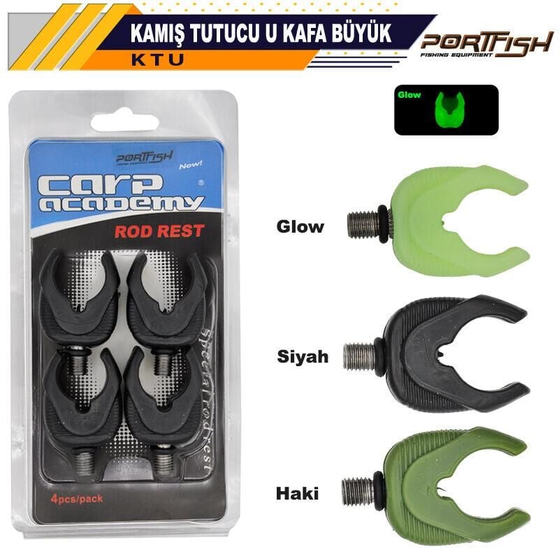 Portfish Kamış Tutucu U Kafa Büyük Boy 4 Lü Siyah