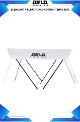 Oslo Fishing Team Mavi Beyaz Şişme Bot Motor ve Tente Seti