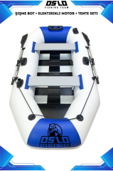 Oslo Fishing Team Mavi Beyaz Şişme Bot Motor ve Tente Seti