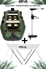Oslo Fishing Team Haki Şişme Bot Motor ve Tente Seti