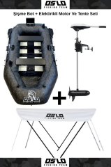 Oslo Fishing Team Kamuflaj (0.90mm) Şişme Bot Motor ve Tente Seti