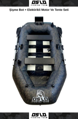 Oslo Fishing Team Kamuflaj (0.90mm) Şişme Bot Motor ve Tente Seti