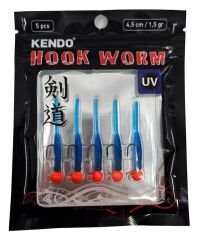 Kendo Hook Worm Jighead+Lrf Silikonu 1.5gr+4.5cm 5 Adet