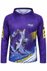 Oslo Performans Balıkçı T-Shirt Kapüşonlu Purple Bass