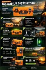 Oslo IQX Modüler Taşınabilir Güç İstasyonu 12.8V 60AH-768WH (Turuncu)