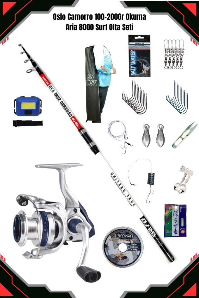 Oslo Camarro 420cm 100-200gr Okuma Aria 8000 Surf Casting Olta Seti