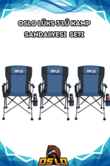 Oslo Lüks 3'lü Kamp Sandalye Seti Mavi