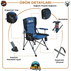 Oslo Lüks 4'iü Kamp Sandalye Seti Mavi