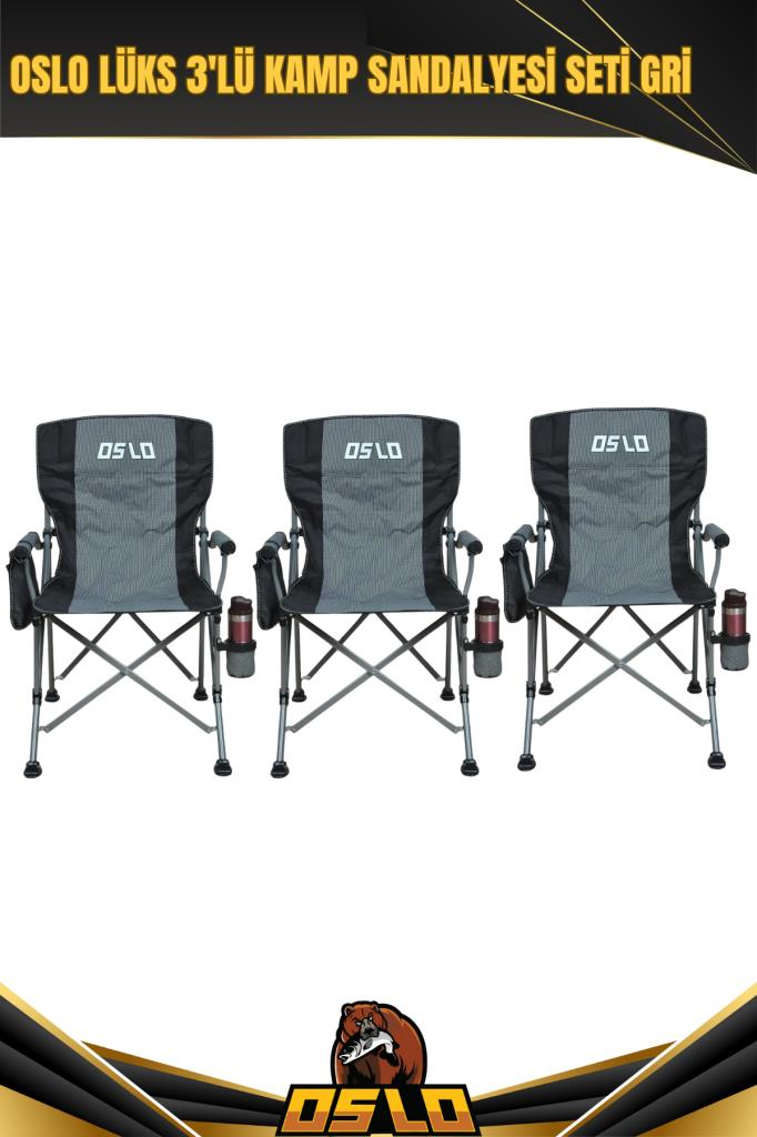 Oslo Lüks 3'lü Kamp Sandalye Seti Gri