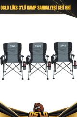 Oslo Lüks 3'lü Kamp Sandalye Seti Gri