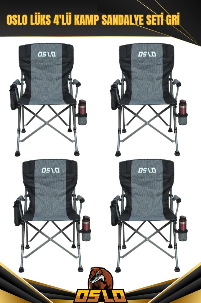 Oslo Lüks 4'lü Kamp Sandalye Seti Gri