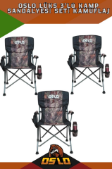 Oslo Lüks 3'lü Kamp Sandalye Seti Kamuflaj