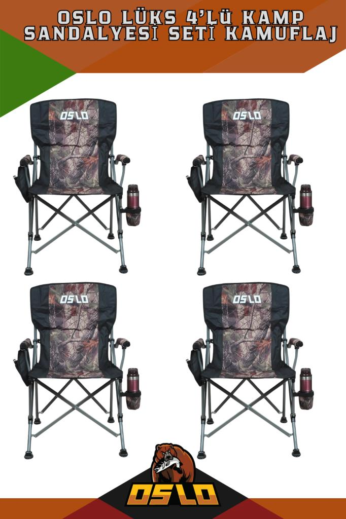 Oslo Lüks 4'lü Kamp Sandalye Seti Kamuflaj