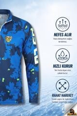 Oslo Performans Balıkçı T-Shirt Blue Camo