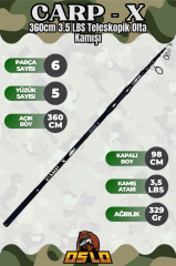 Oslo Carp-X 360cm 3.5 LBS Teleskopik Olta Kamışı