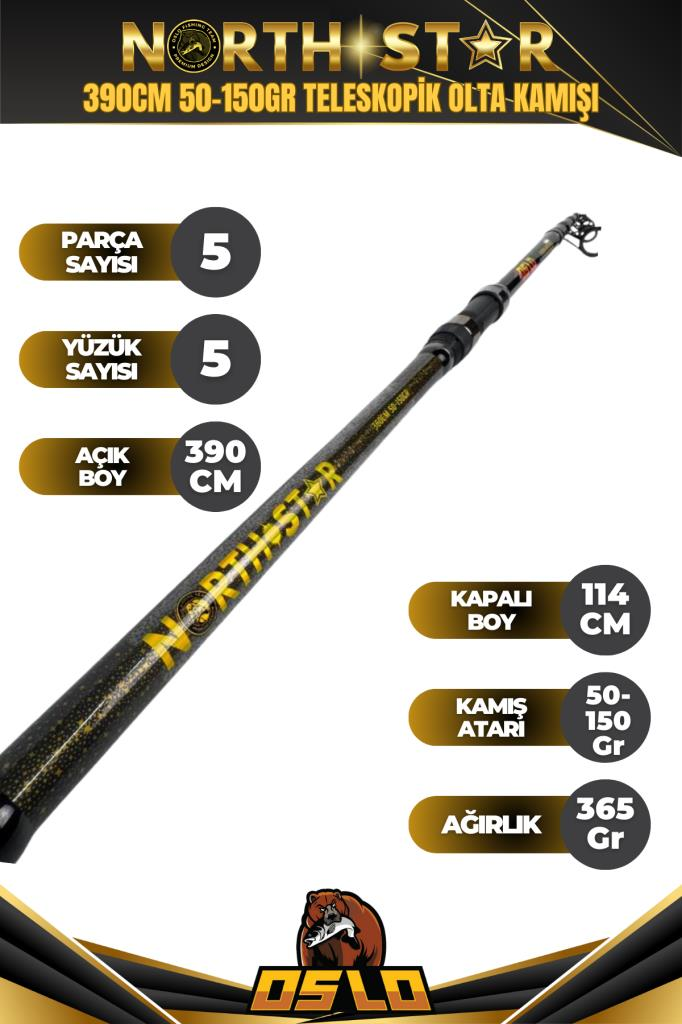 Oslo North Star 390cm 50-150gr Teleskopik Olta Kamışı