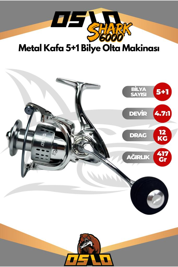 Oslo Shark 6000 Metal Kafa 5+1 Bilye Olta Makinası