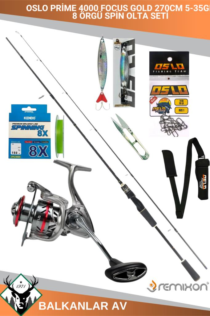 Oslo Prime 4000 Focus GOLD 270cm 5-35gr 8 Örgü Spin Olta Seti