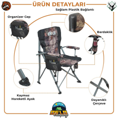 Oslo Lüks Katlanabilir Kamp Sandalyesi Kamuflaj