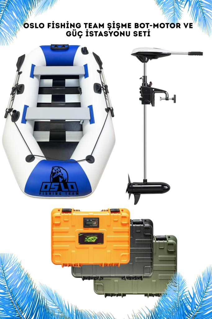Oslo Fishing Team Mavi Beyazi Şişme Bot - Motor Ve Güç Kaynağı Seti