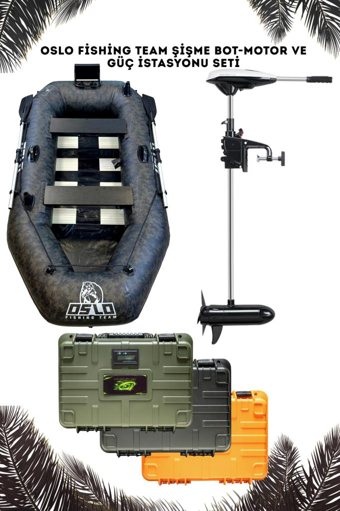 Oslo Fishing Team Kamuflaj Şişme Bot (0.90mm) - Motor Ve Güç Kaynağı Seti