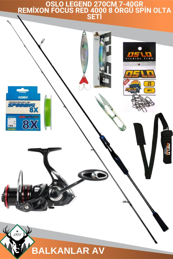 Oslo Legend 270cm 7-40gr Remixon Focus Red 4000 8 Örgü Spin Olta Seti