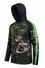 Oslo Performans Balıkçı T-Shirt Kapüşonlu Green Bear