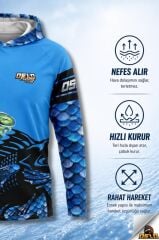 Oslo Performans Balıkçı T-Shirt Kapüşonlu Fish Scale
