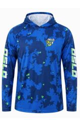 Oslo Performans Balıkçı T-Shirt Kapüşonlu Blue Camo