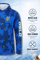 Oslo Performans Balıkçı T-Shirt Kapüşonlu Blue Camo