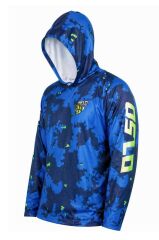 Oslo Performans Balıkçı T-Shirt Kapüşonlu Blue Camo
