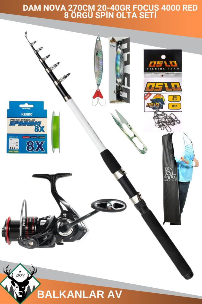 Dam Nova 270cm 20-40gr Focus 4000 RED 8 Örgü Spin Olta Seti