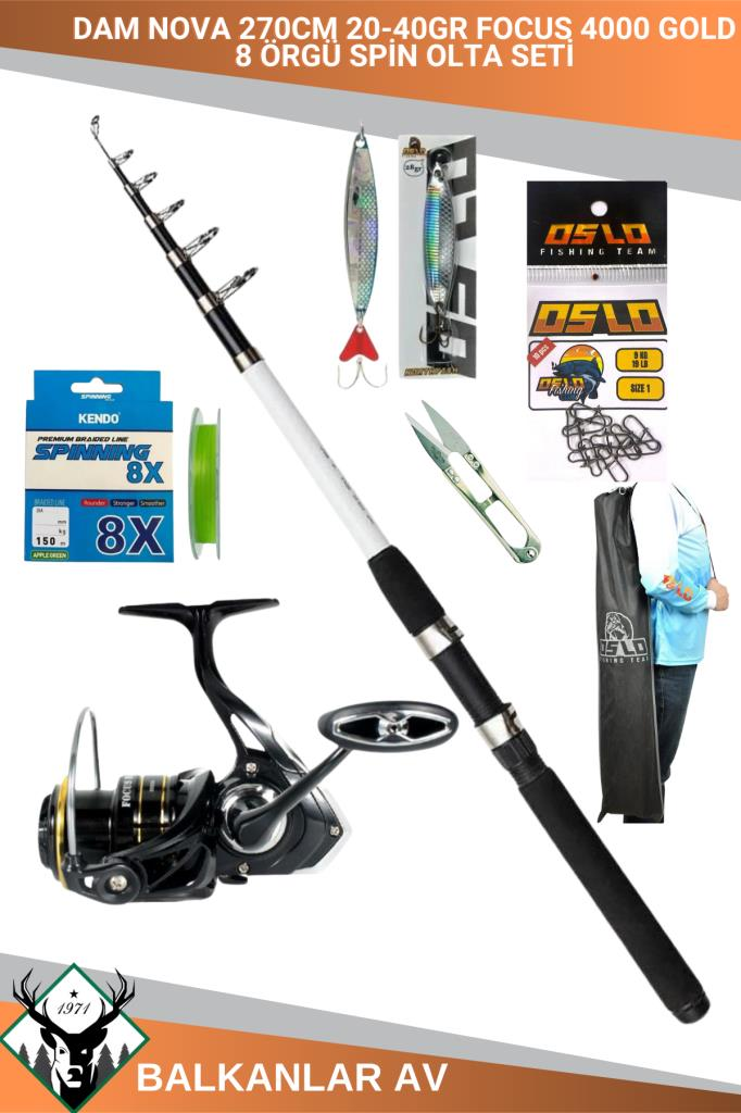 Dam Nova 270cm 20-40gr Focus 4000 GOLD 8 Örgü Spin Olta Seti