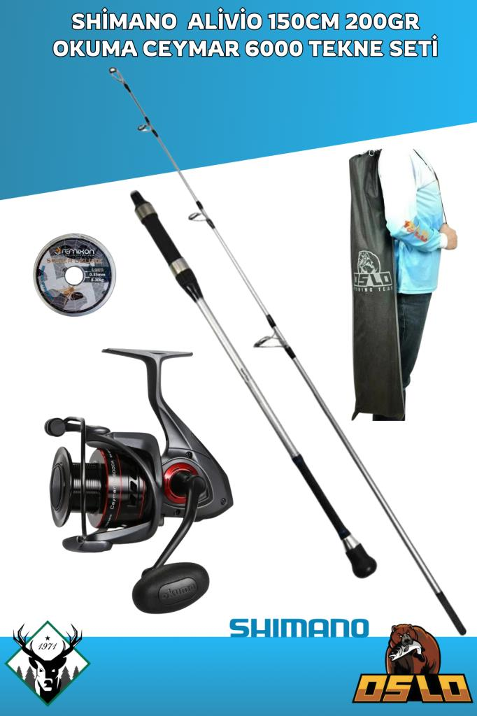 Shimano Alivio 150cm 200gr Okuma Ceymar 6000 Tekne Olta Seti