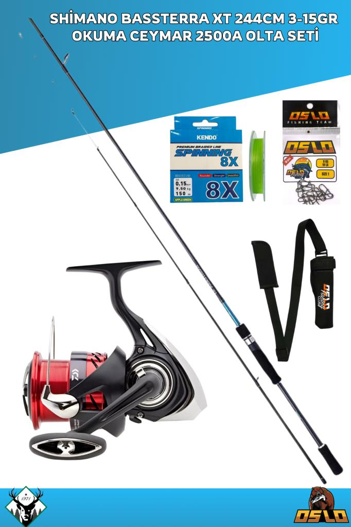 Daiwa Ninja 23 LT 2500 Shimano Bassterra 255cm 4-19gr 8 Örgü Olta Seti