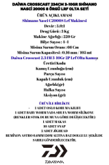 Daiwa Crosscast 234cm 3-10gr Shimano Nasci 2000S 8 Örgü LRF Olta Seti