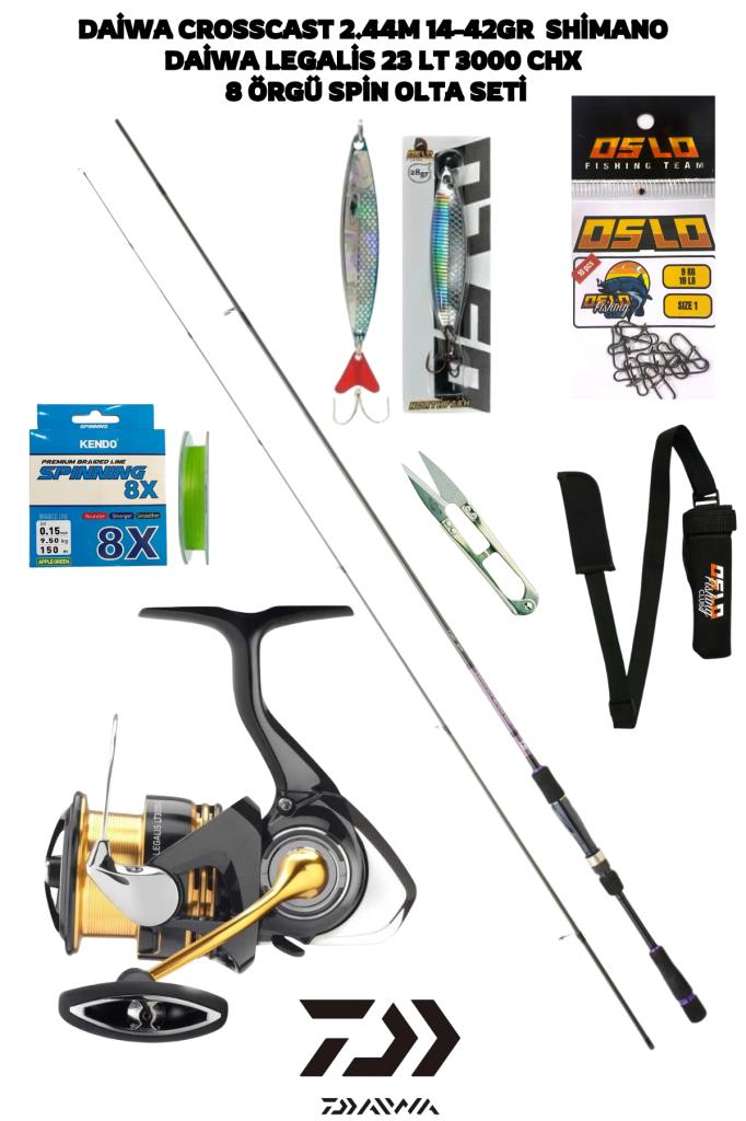 Daiwa Crosscast 244cm 14-42gr Daiwa legalis 3000CXH 8 Örgü Spin Olta Takımı