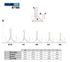 Fujin ST56 Üçlü Maket Balık İğnesi Nickel Ülü Kanca