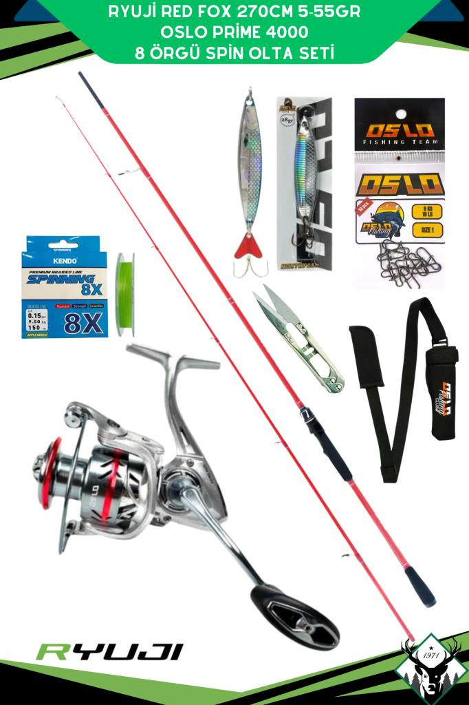 Ryuji Red Fox 270cm 5-55gr Oslo Prime 4000 8 Örgü Spin Olta Seti