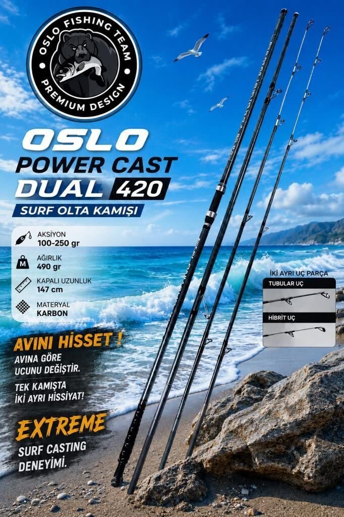 Oslo Power Cast Dual 420cm 100-250gr Surf Olta Kamışı