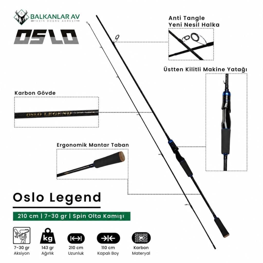 Oslo Legend 210cm 7-30gr Spin Olta Kamışı