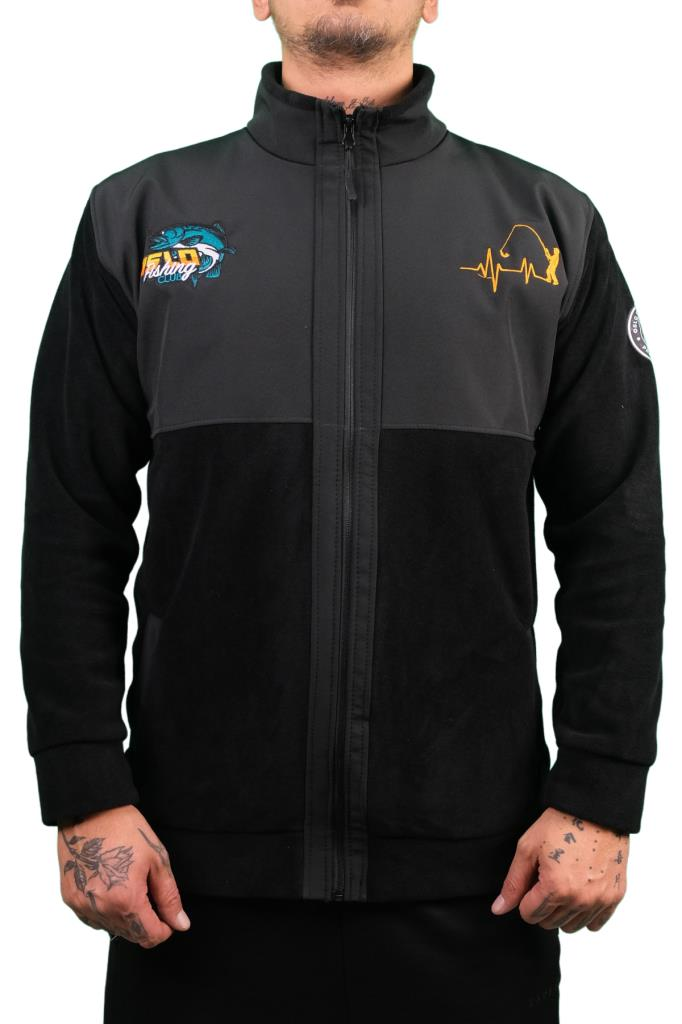 Oslo Fisherman Balık Sevdası Nakışlı Fermuarlı Polar