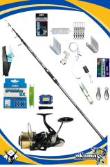 Okuma Alaris Tele Surf 420cm 100-200gr Ryuji Marvel 8000 II Profesyonel Surf Olta Seti
