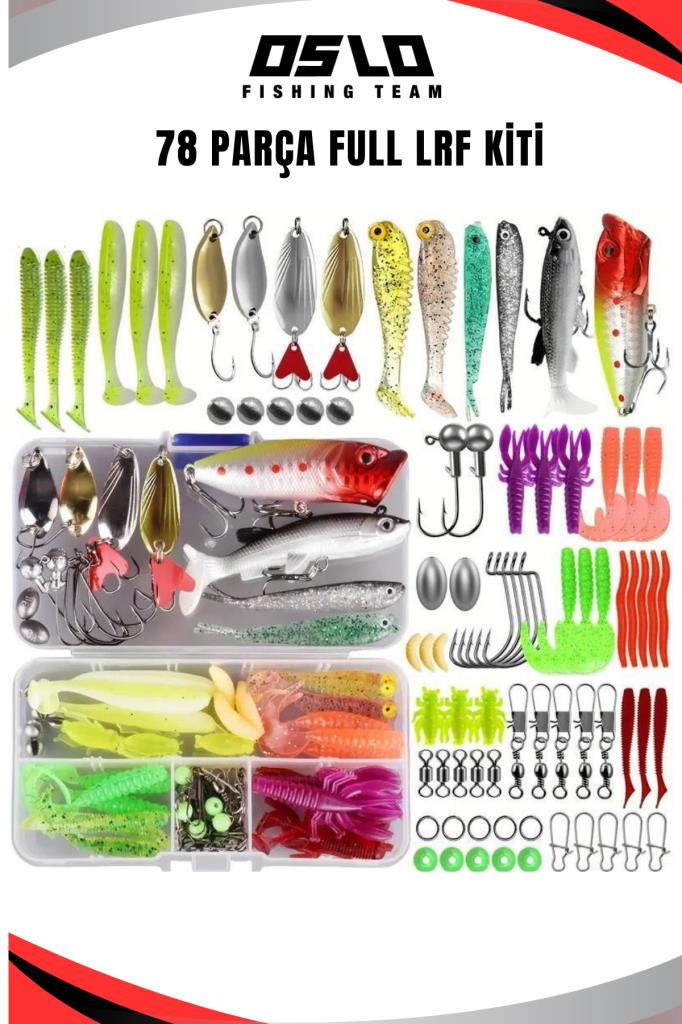 Oslo 78 Parça Tam Takım Tatlı Ve Tuzlu Su Maket,Silikon,Kaşık,Kanca Lrf Olta Kiti