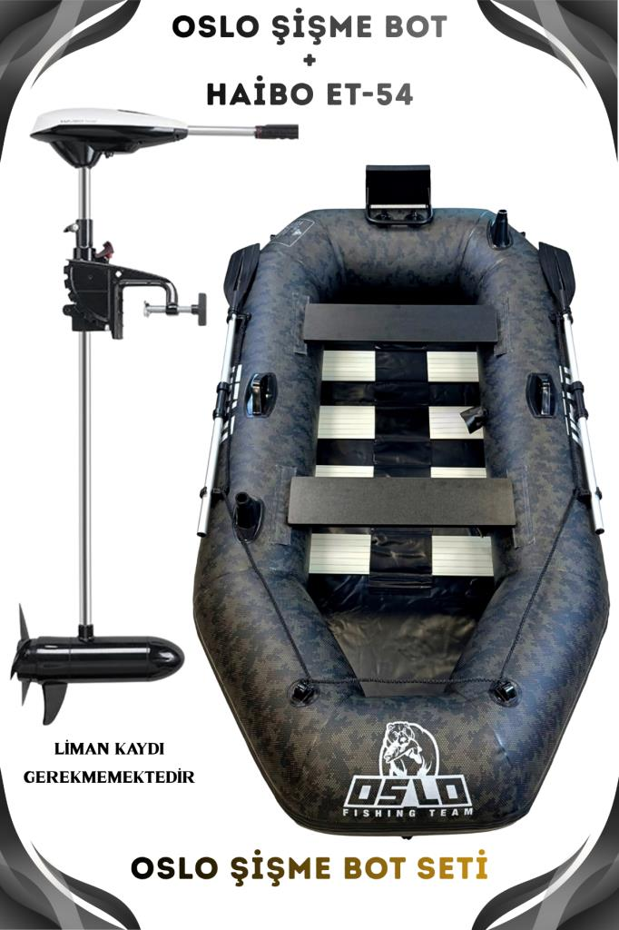 Oslo Fishing Team 2.40mt Kamuflaj 0.90mm Şişme Bot Haibo ET-54 Deniz-Göl Bot Seti