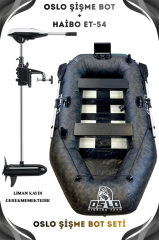 Oslo Fishing Team 2.40mt Kamuflaj 0.90mm Şişme Bot Haibo ET-54 Deniz-Göl Bot Seti
